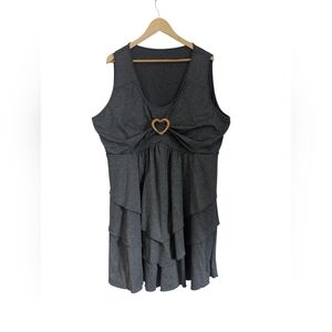 2/$15 Woman's Plus Size Gray Sleeveless Dress with Heart Detail- Size 5XL